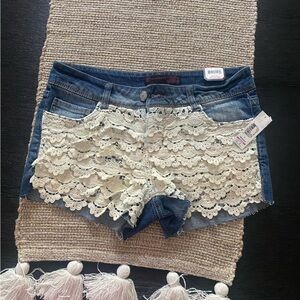 NOBO crochet front denim shorts